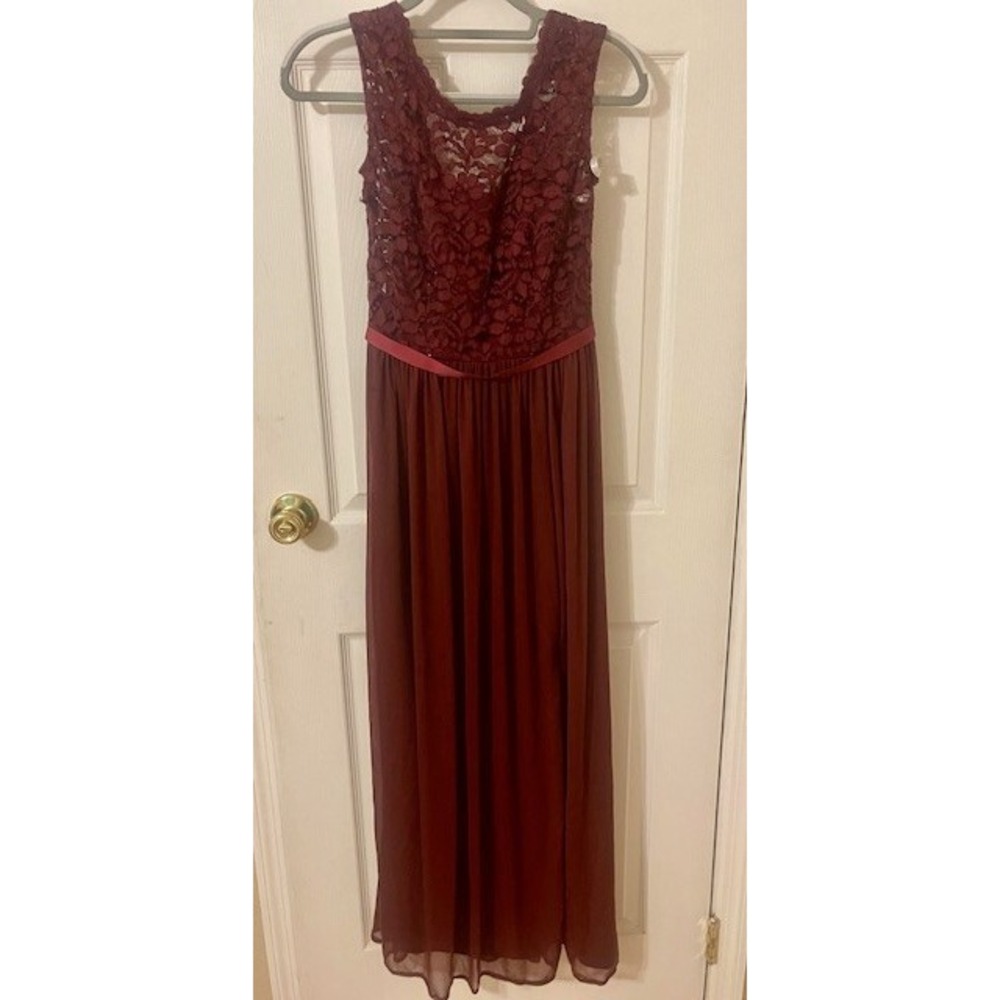 David's Bridal Burgundy Long Formal Dress Lined Women's Size 2